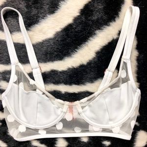 For Love & Lemons White Polkadot Underwire Bra